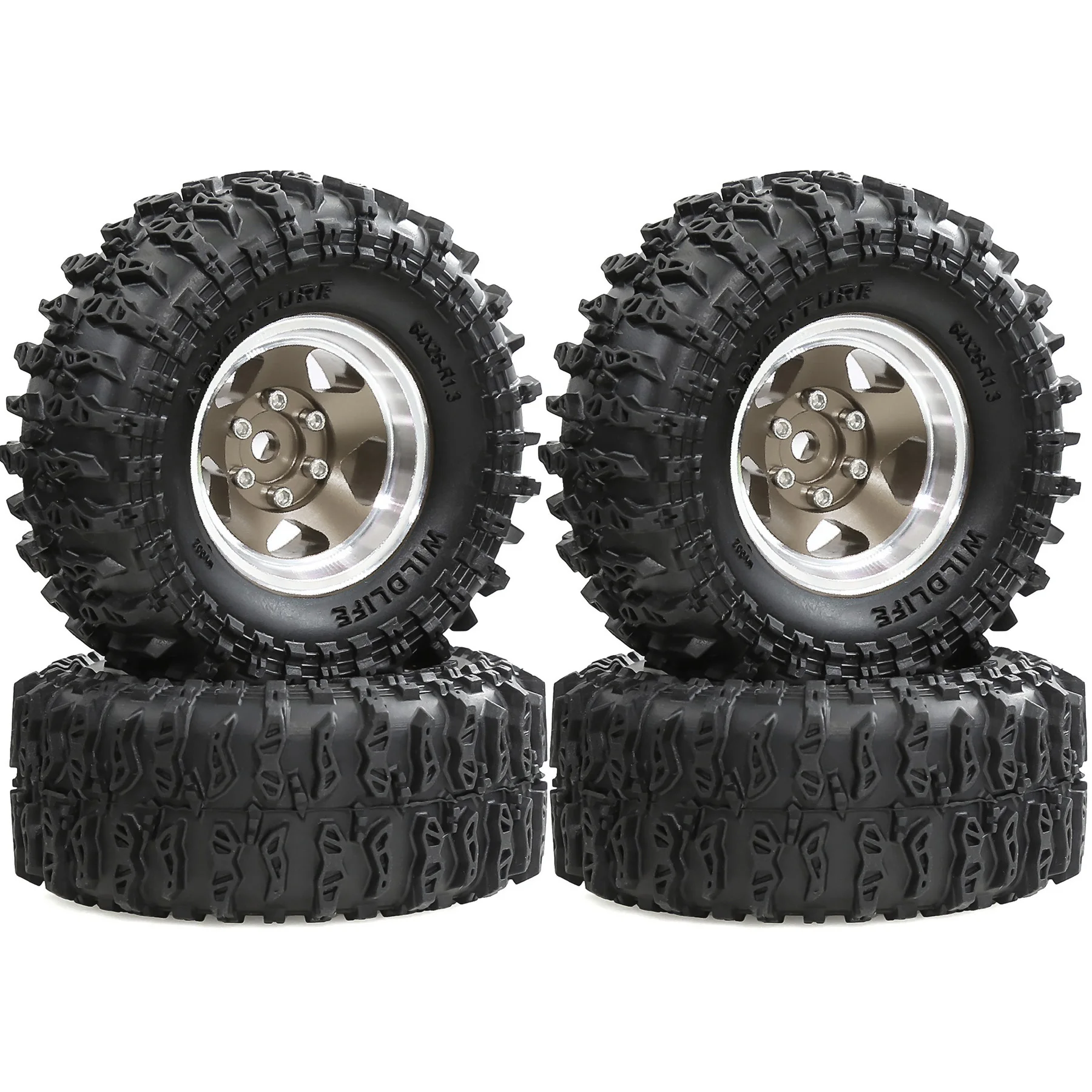Roues et pneus Beadlock de 1.3 pouces pour voiture sur chenilles 1/18 TRX4M FCX18,1/24 Axai1 SCX24 FCX24 RC, 4 pièces