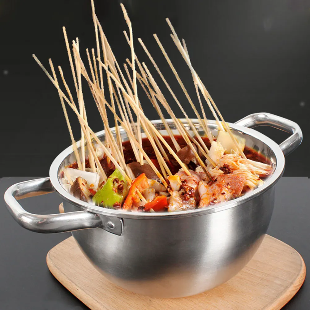

1pc Thickened Stainless Steel Pot Hotpot Cooker Soup Kitchen Supply Practical Container Cooking Home Household Easy Storage