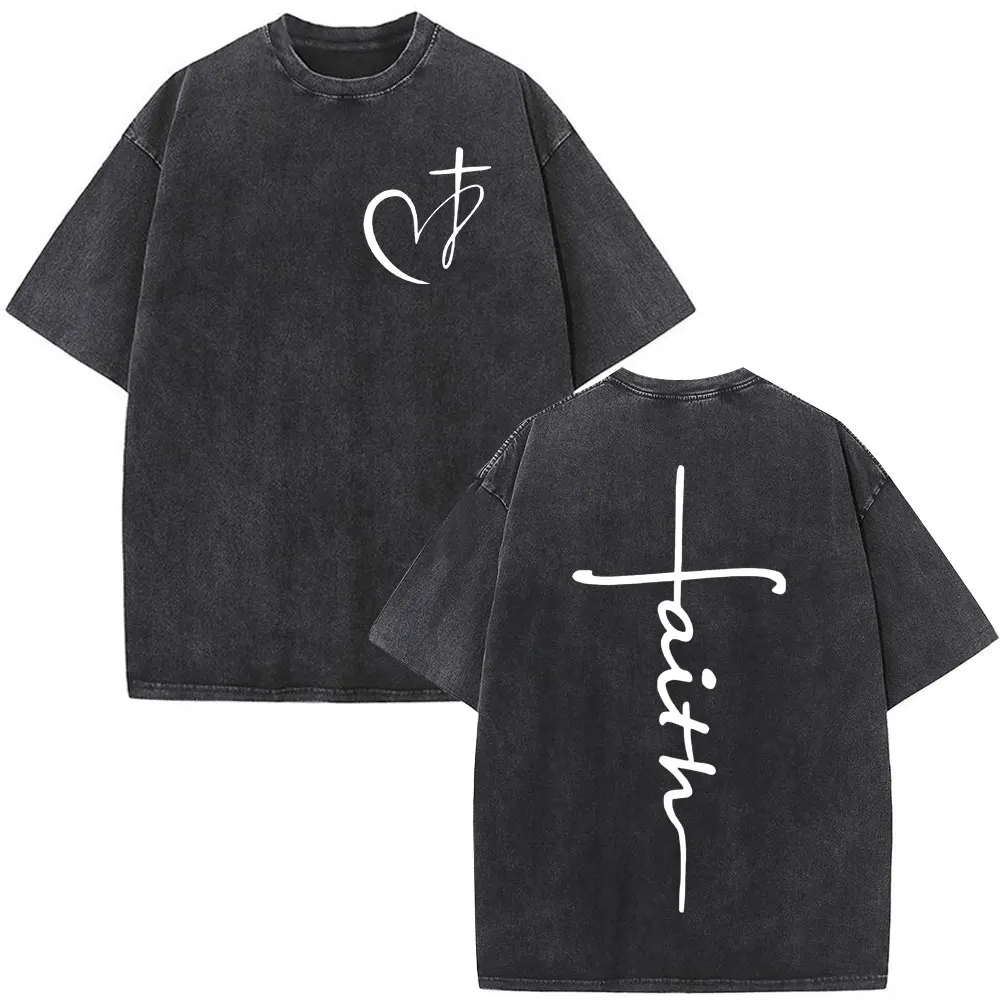 Jesus Is King Christian Graphic Vintage Washed T Shirt Fashion Hip Hop Short Sleeve T-shirts Men Women Cotton Casual T-shirt Top
