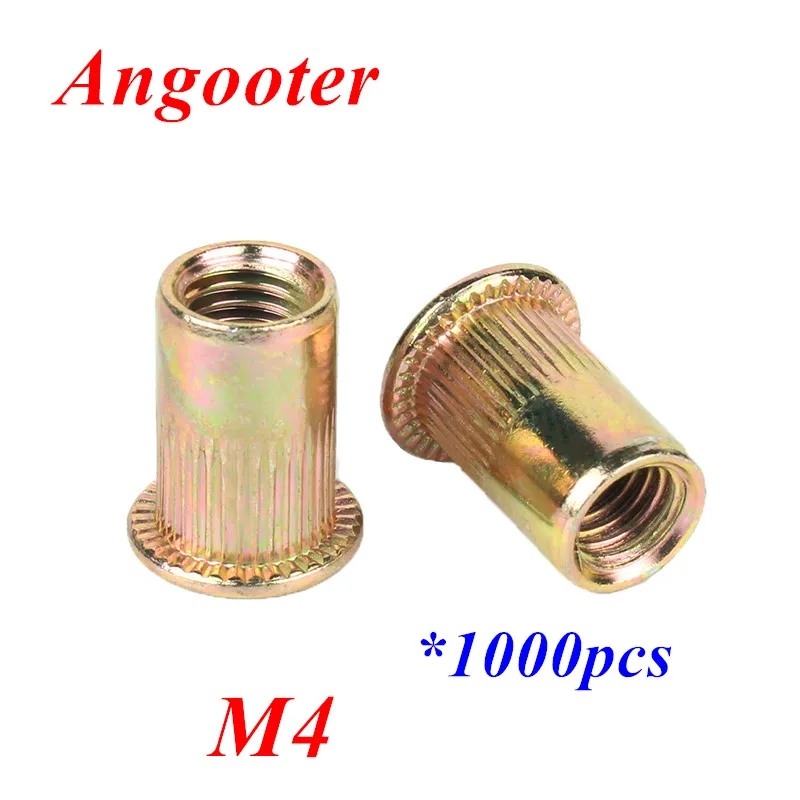 

1000 шт. M4 гайки с резьбой, заклепки, гайки из углеродистой стали, цвет, оцинкованные, с плоской головкой, глухие заклепки, вставки, гайки, заклепки, гайки, колпачки