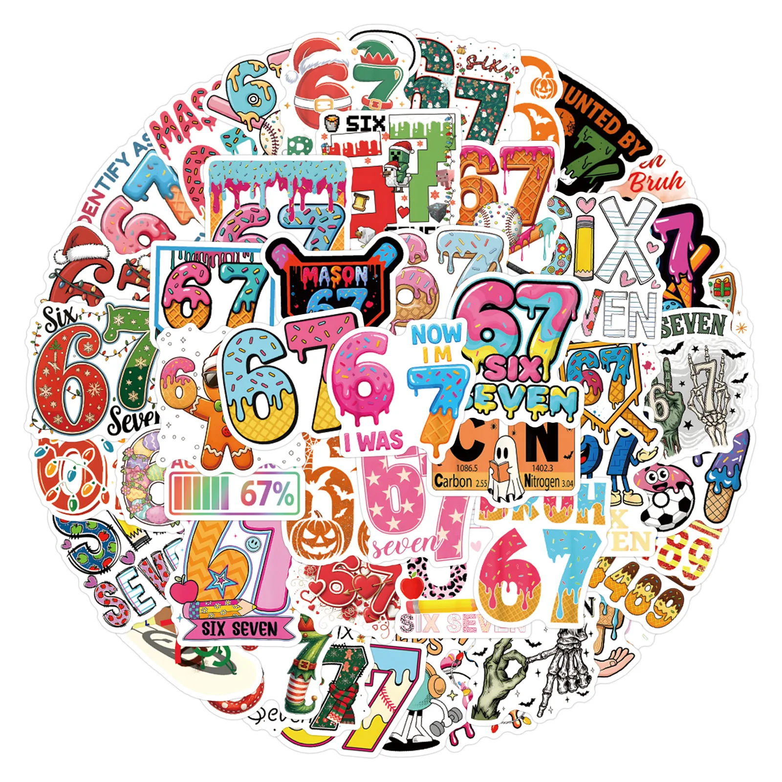 

100 шт. забавные наклейки Six Seven Doot Doot (6 7) наклейки DIY декоративные канцелярские чашки компьютерные водонепроницаемые наклейки