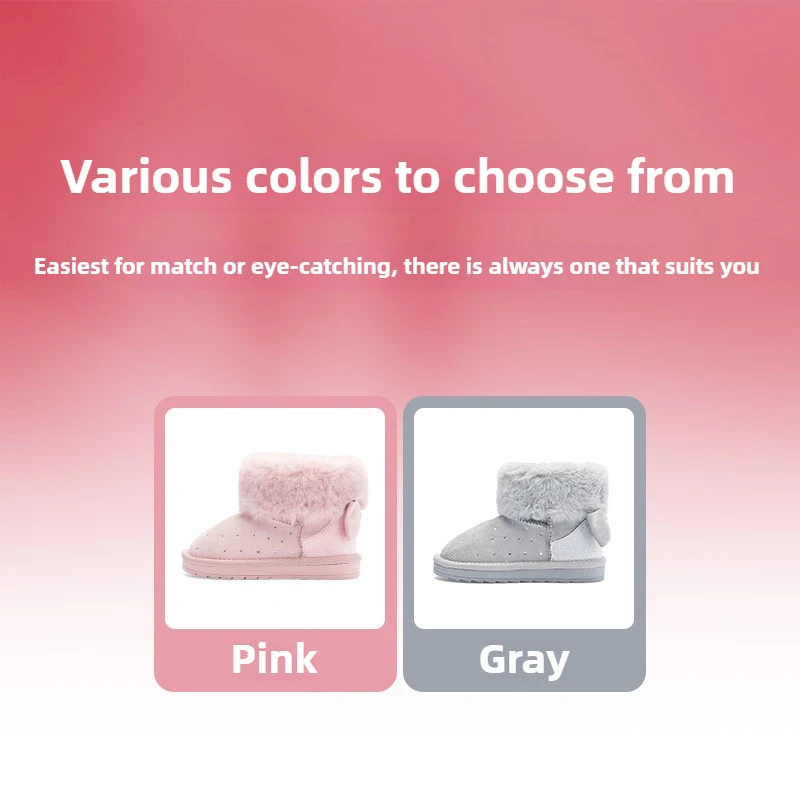 M1&M2 2025 Winter Children Snow Boots Cowhide Genuine Leather Thickened Cotton Plush Suede Fur Warm Casual Retro Footwear