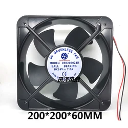 Ventilador de flujo axial para refrigeración Industrial, marco de metal de dos cables, DC 20060, 20cm, 12V, 24V, 200x200x60mm, 220V, nuevo