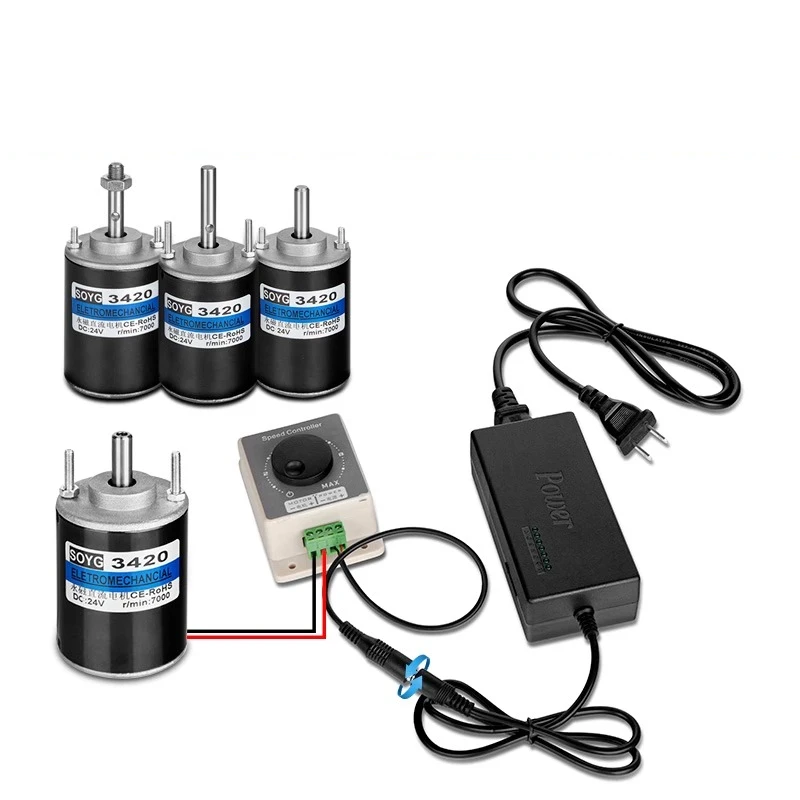High-Speed Micro DC Motor 12V 24V 30W, Speed Regulation Small Motor for DIY Tools, Robotics, Industrial Equipment