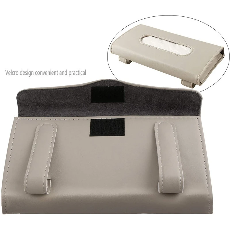 2PCS Car Tissue Holder Visor Napkin Case Leather Vehicle Backseat Door Tissue Holder Car Hanging Towel Paper Tissues Box