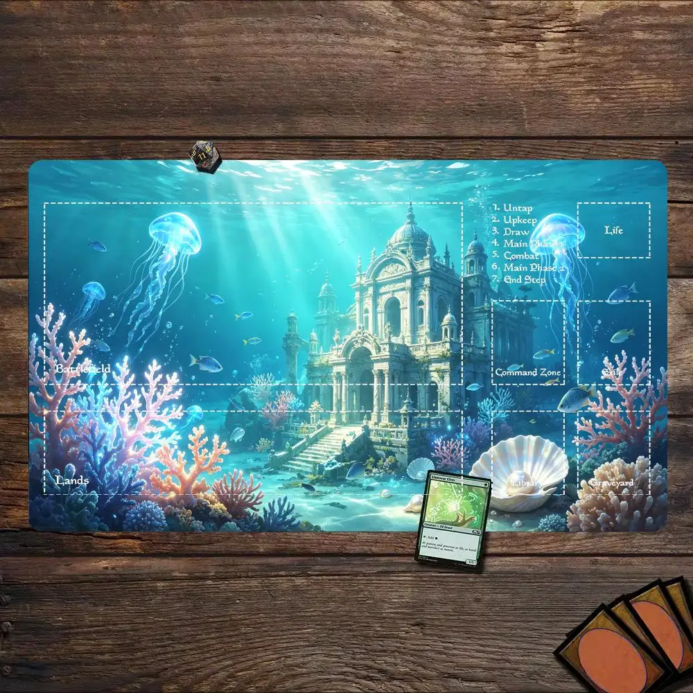 Underwater Kingdom Large Mouse Pad Play Mat 24x14Inch Rubber Office Desk Mat Stitched Edge Game Keyboard Mousepad Mouse Mat