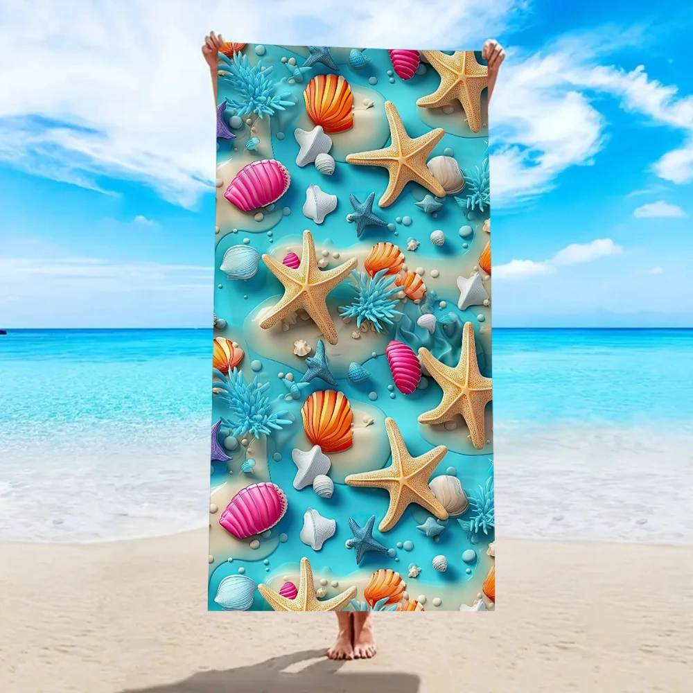 3D Bubble Starfish Seashell Coral Beach Towel For Nautical Coastal Holiday Poolside Quick Dry Portable Towel