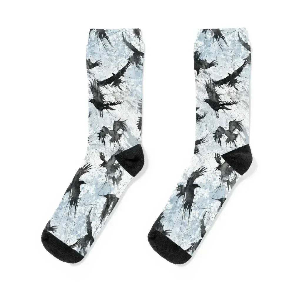 

Crows on watercolor, ravens Socks Rugby Heating sock Wholesale Socks Men Women's