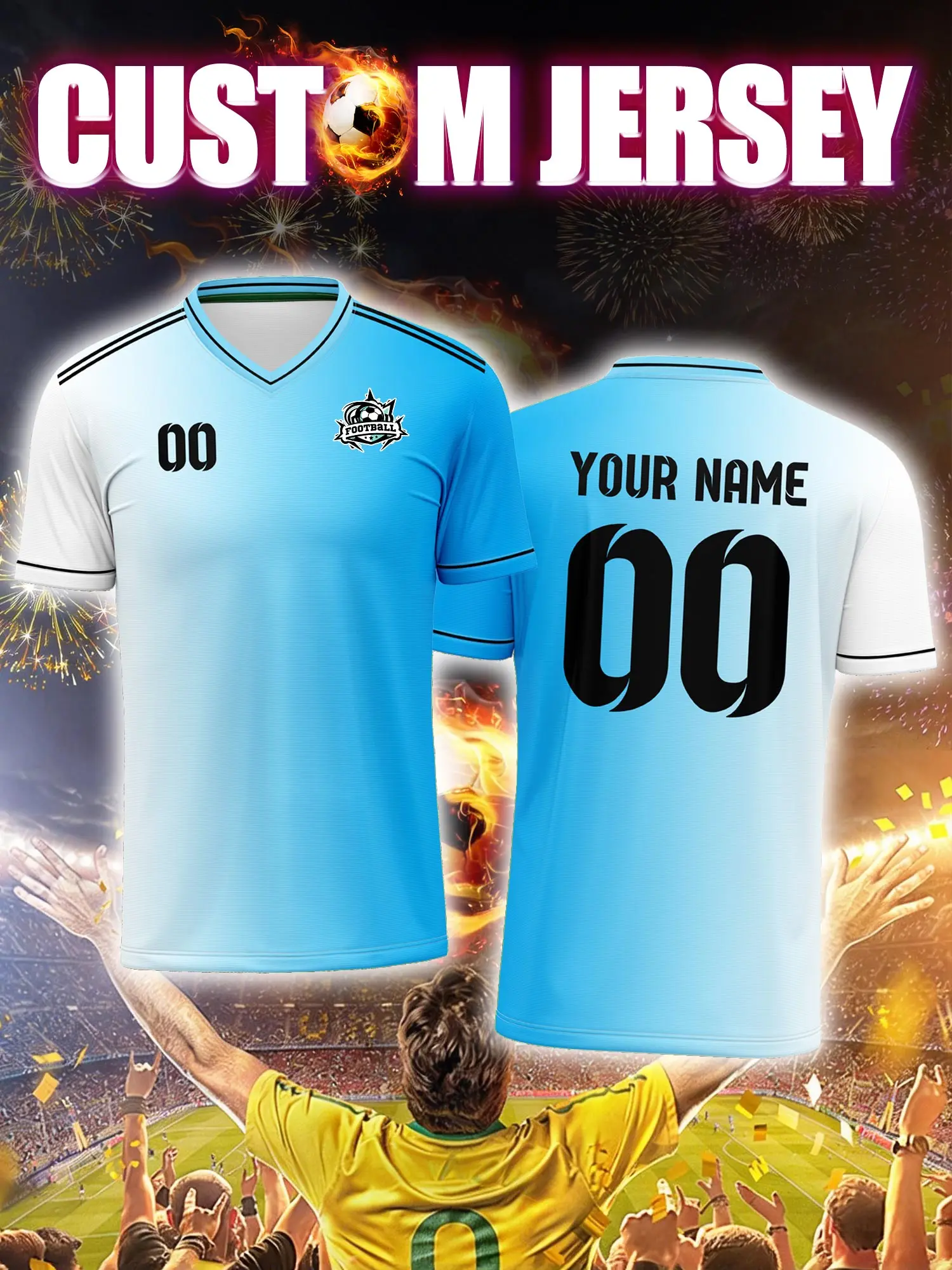 

Футбольная форма на заказ с индивидуальным изображением, номером и именем, прочная и долговечная.