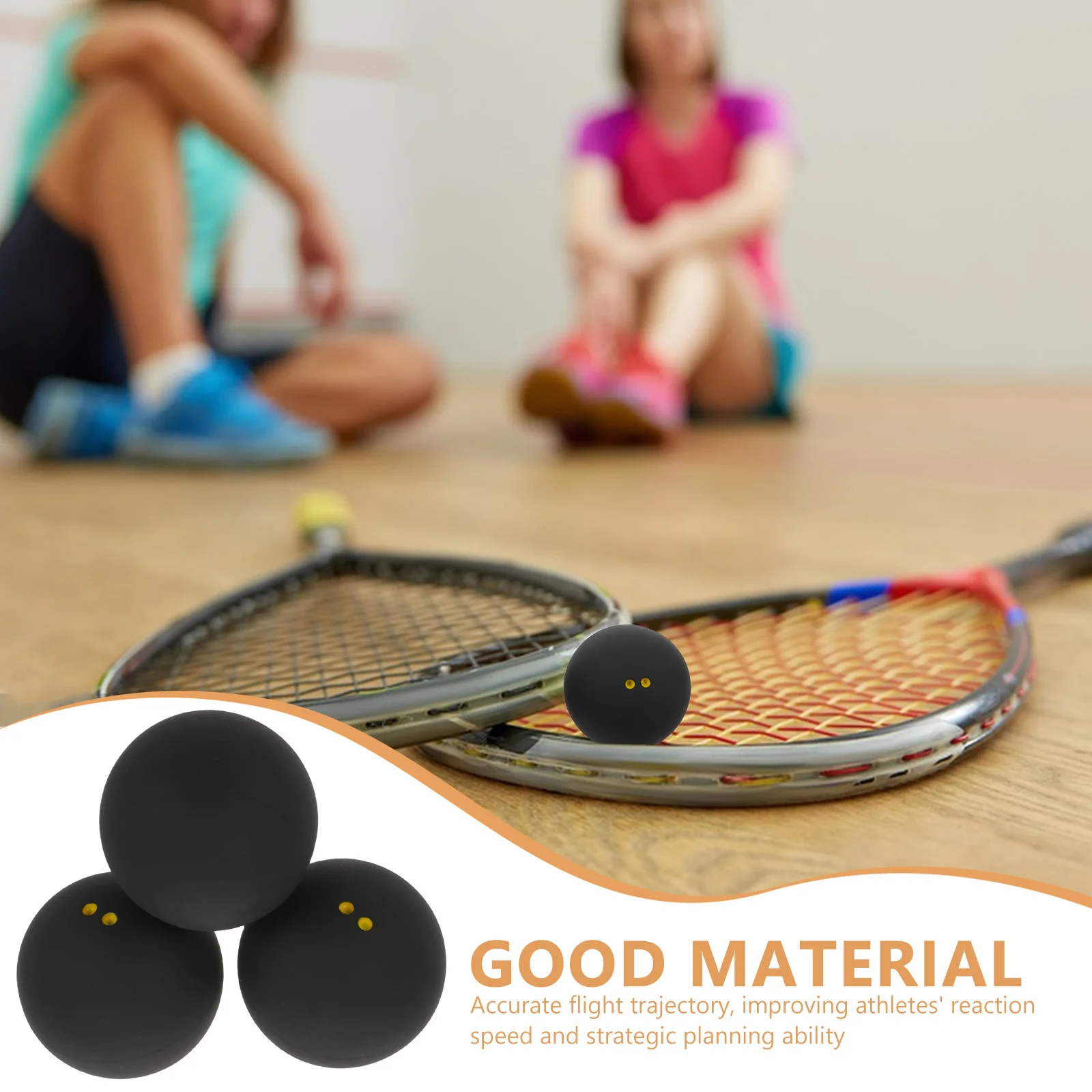 Palline da squash a doppio punto giallo da 3 pezzi 38-40 mm in gomma elastica alta per allenamento pratica competizione rimbalzo affidabile a bassa velocità