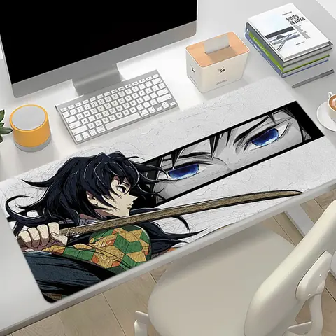 Mouse Pad XXL Large Gamer PC Cabinet Rubber Carpet Anime Black White Deskmat Computer Gaming Accessories D-Demon Slayer MousePad