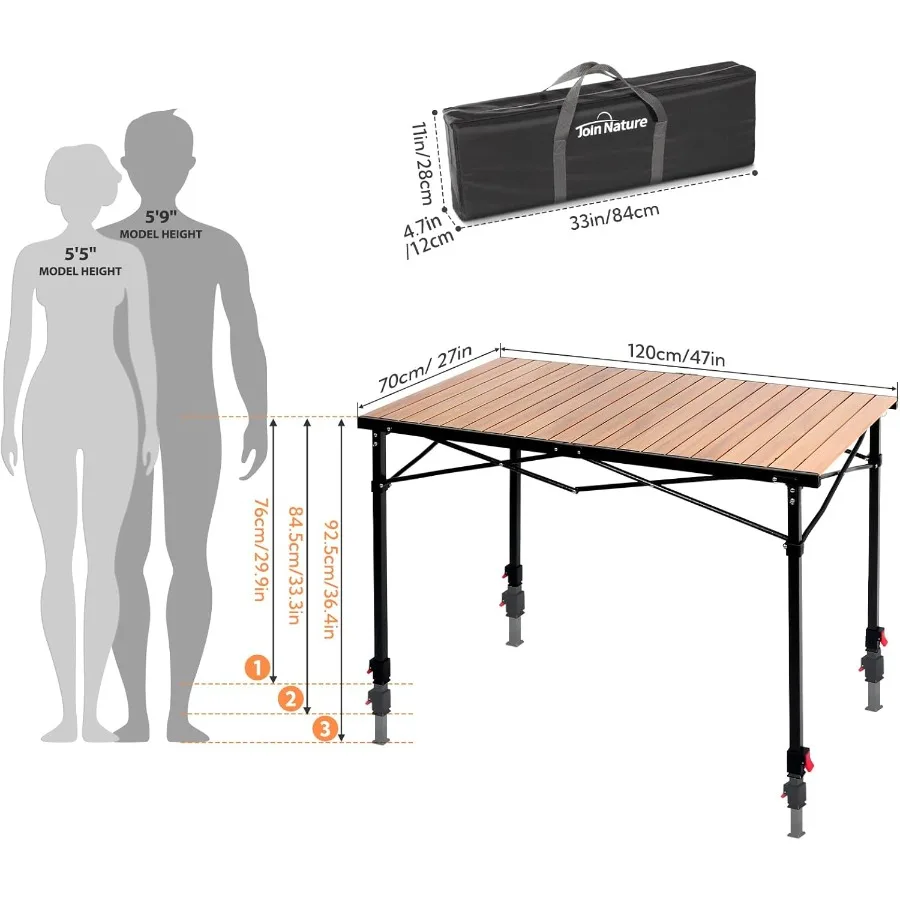طاولة تخييم محمولة قابلة للتعديل في الهواء الطلق، كبيرة تتسع لـ 26 شخصًا، طاولة تخييم من الألومنيوم قابلة للطي مع حقيبة حمل للصور الشخصية #2