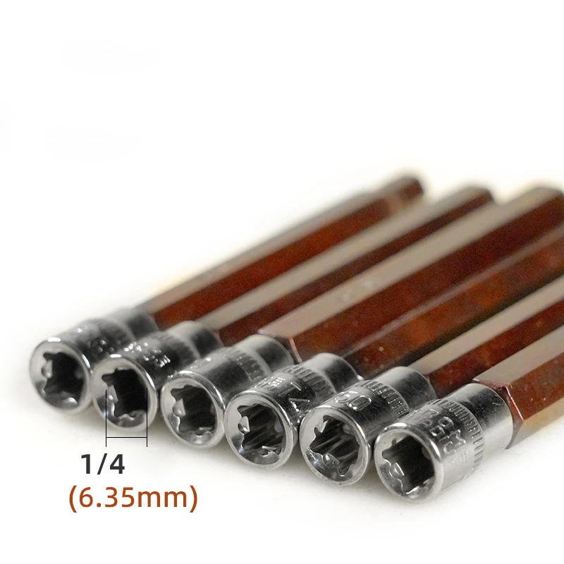 1PCS 110mm length Torx Screwdriver Bits 1/4 Inch Drive Socket Hand Tools T8 T10 T15 T20 T25 T27 T30 T40 T45 T50 T55