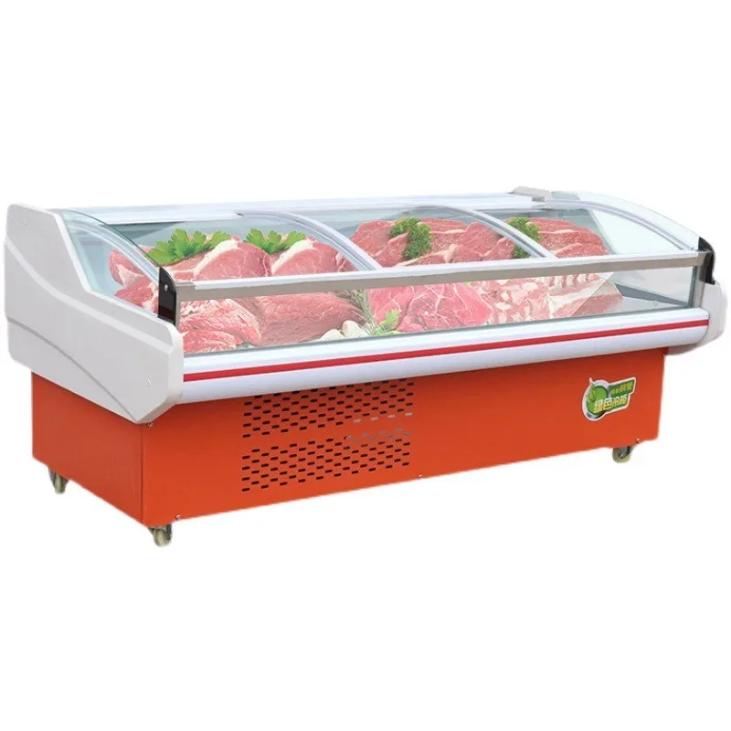 Chilled meat display cabinet, commercial supermarket pork cabinet, refrigerated and fresh desktop freezer
