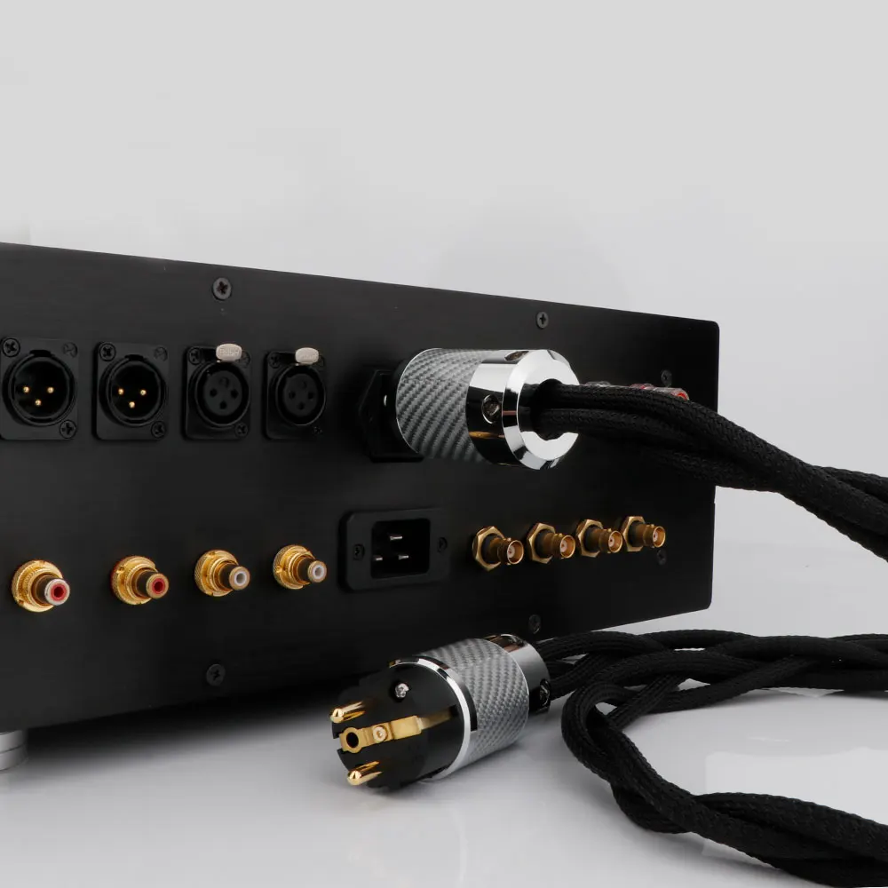 HiFi 3 النوى 5N OCC سلك فضي مضخم الصوت ألياف الكربون الروديوم تصفيح المكونات PTE بيرد اوديوفيلي كابل الطاقة لمكبر للصوت