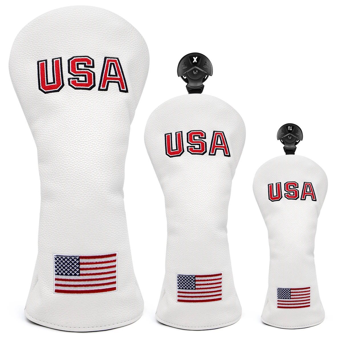 

USA Flag Golf Club Head Covers Golf Wood Head Cover for Driver Fairway Wood Covers Hybrid Headcoves