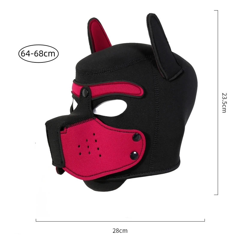 Unisex Halloween Pupply Play Party Sexy Costumes of Men Women Latex Open Mouth Hole Dog Headgear Full Face Fetish Mask Hood