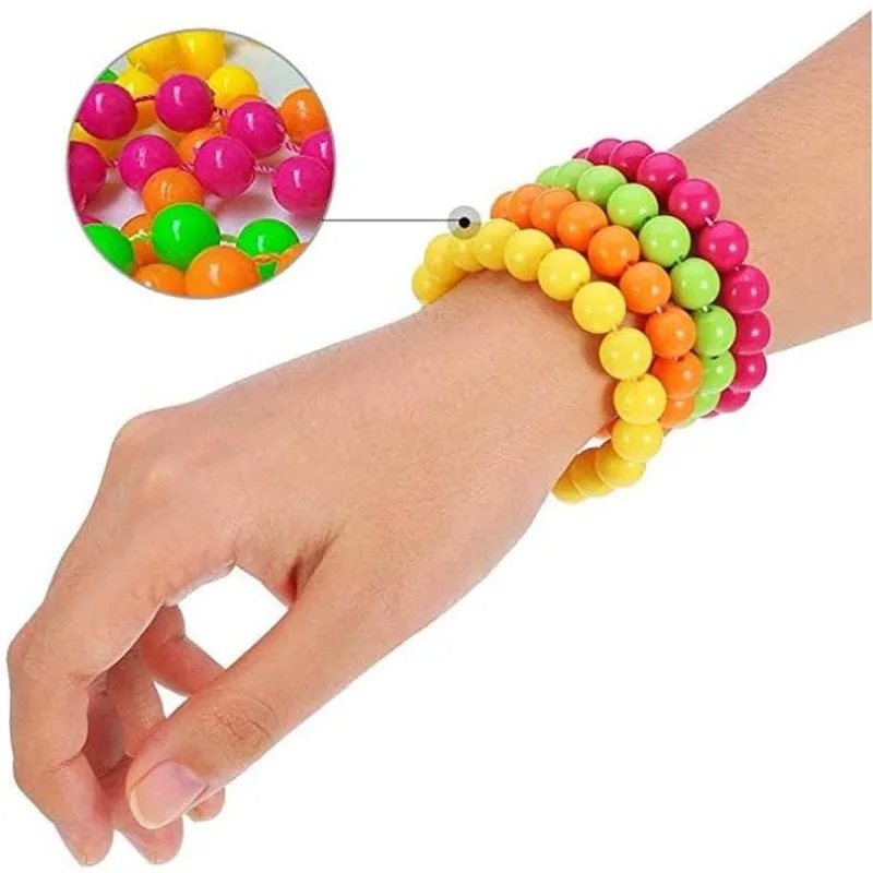 Women's 80s Costumes with Accessories Set Tutu Skirt Earrings Necklace Bracelets Fishnet Gloves Legwarmers Headband 80s Party view 5