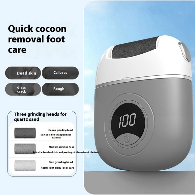 A16F-2Pcs Electric Foot Grinder Home Portable Callus Remover Foot Care Tool