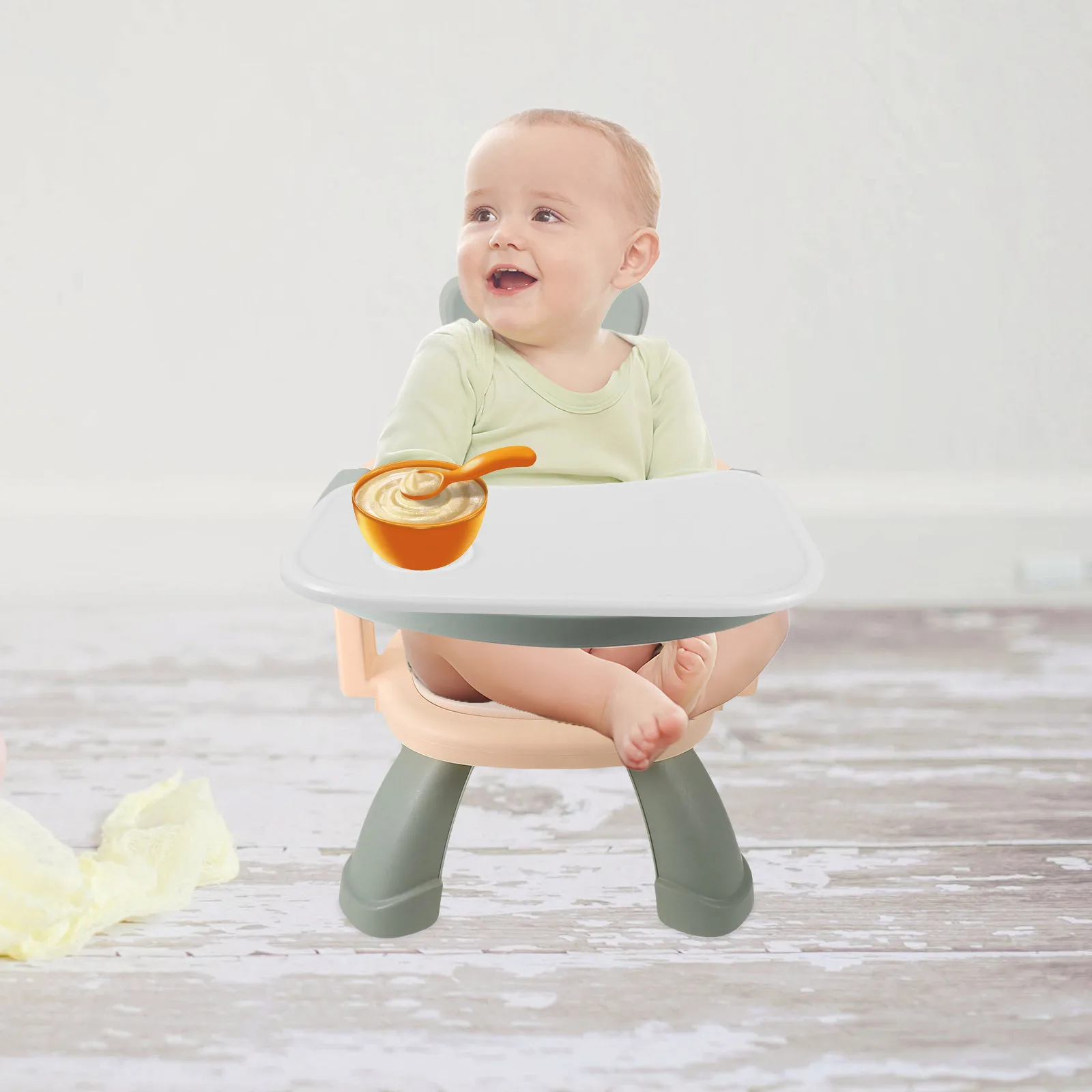 Kinderstoel Dienblad Accessoires Draagbare kinderstoel voor baby Peuter Eettafel Stoelverhoger Universeel Wit Verstelbare hoek