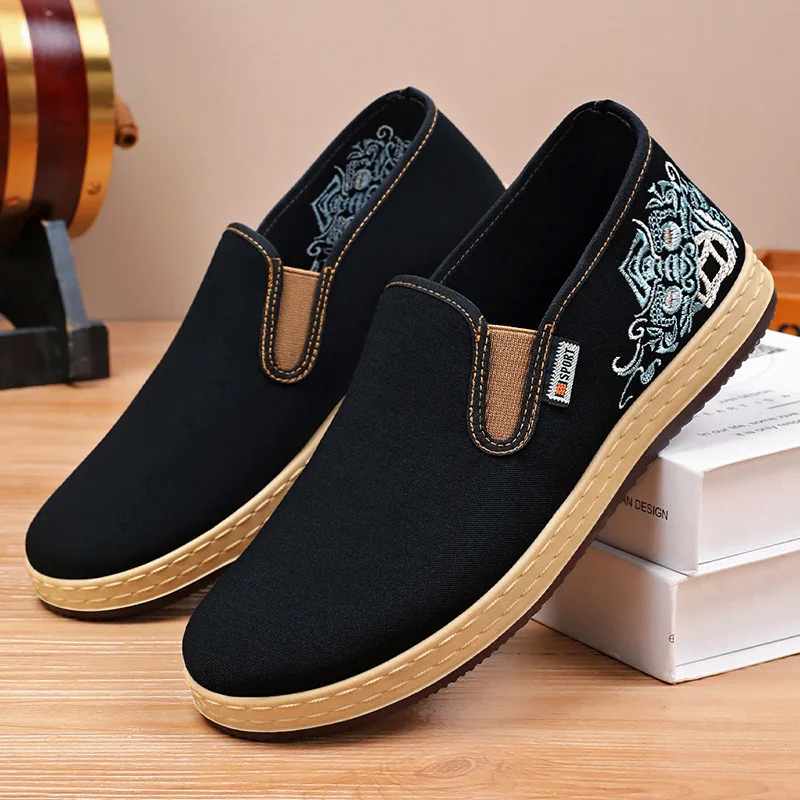 Men Loafers Slip on Canvas Shoes Breathable Summer Walking Flats for Male Dude Non Slip Soft Moccasins Summer Casual Shoes