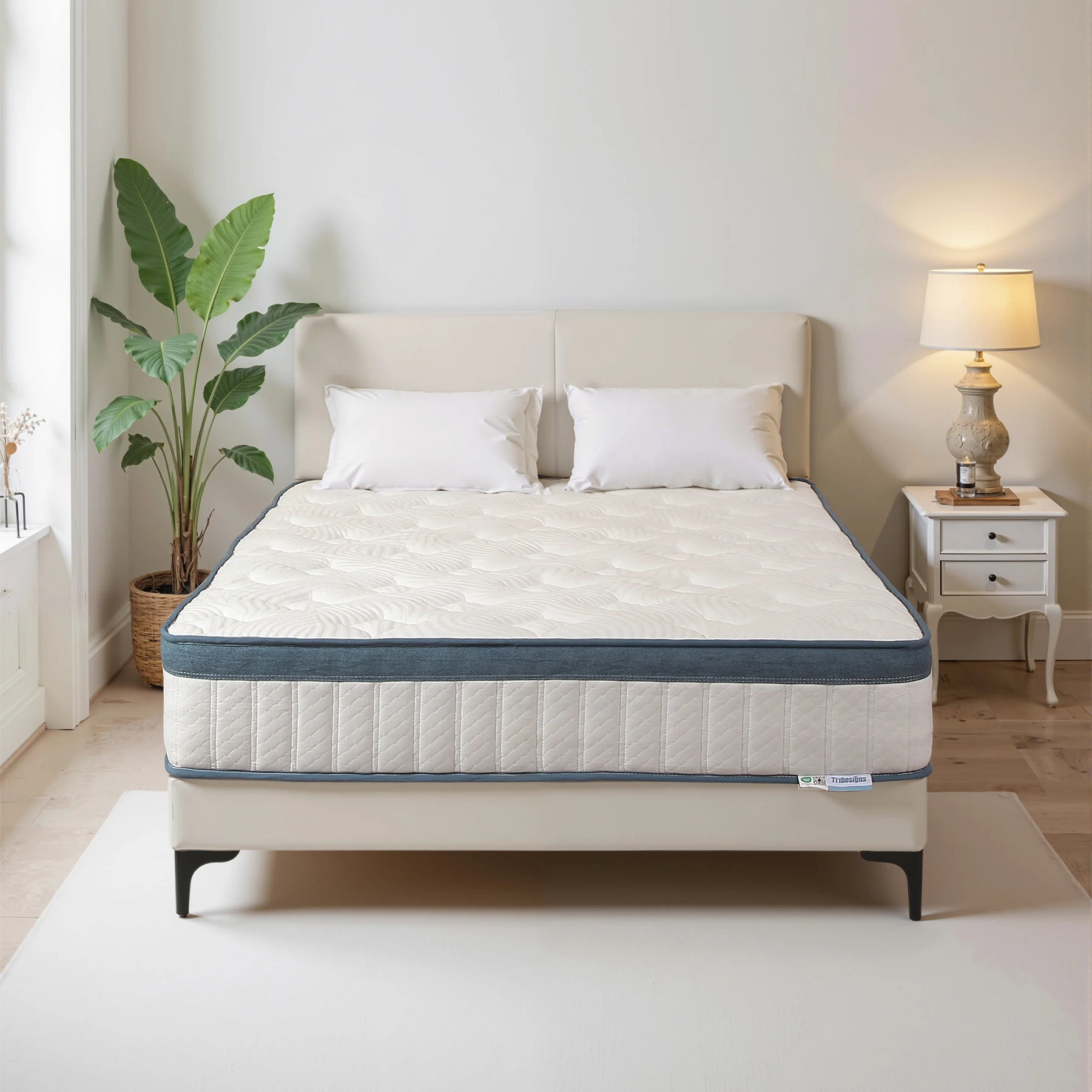Matelas Tribesigns 140x200 cm Hauteur 25 cm Matelas à ressorts ensachés Dureté moyenne H3 Matelas orthopédique 7 zones