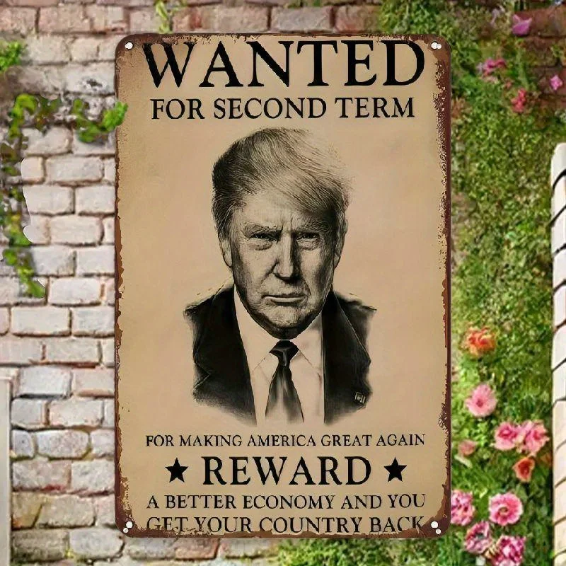 2024 Trump Vintage-Metallplatte – Präsidentschaftskampagne-Wandkunst im Vintage-Stil, perfektes Geschenk für Trump-Unterstützer, amerikanisch