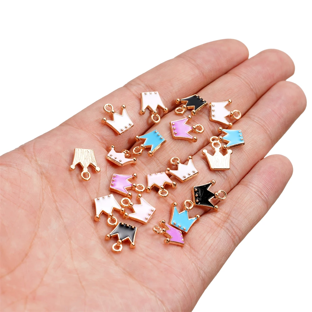 5Pcs/Lot 11x12mm  Enamel Crown Charms Pendants For Jewelry Making DIY Handmade Women Earrings Bracelets Findings Accessories