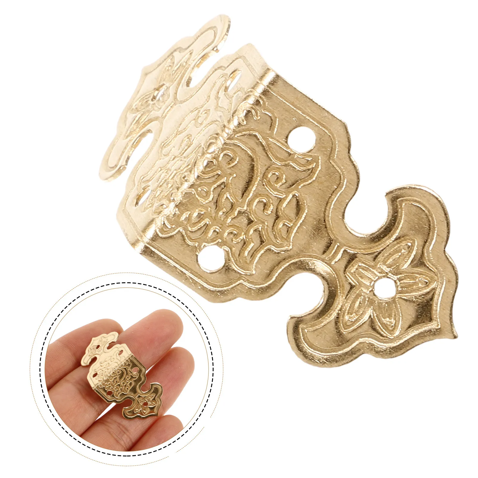 1Set Brass Box Corner Protectors Metal Vintage Style Wooden Jewelry Case Protective Edges Corner Protectors for Books