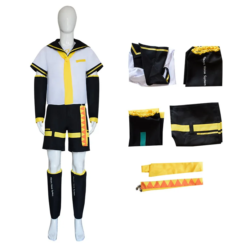 Rin Len Halloween Uniform Cosplay Complete Costumes sets Tops+Shorts women men Customized