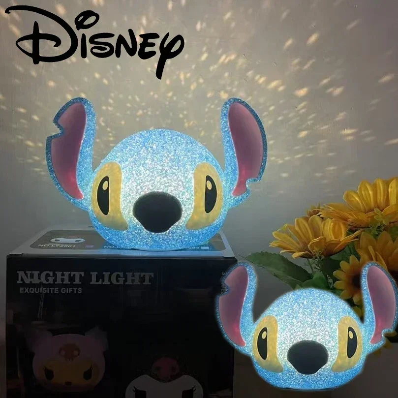 

Disney Stitch Starry Night Light Sleep Particle Projection Kawaii Cartoon Figure Modeling Kids Toy Table Ornament Birthday Gifts