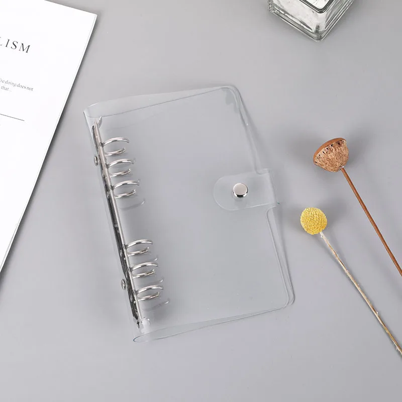 

Transparent Color Plastic Clip File Folder A5/A6 Loose Leaf Ring Binder Planner Agenda School Office Supplies Glitter Stationery