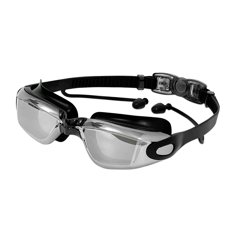 Swimming Goggles Large Frame One-Piece Earplugs One Waterproof Anti-Fog Hd Coating Free Swimming Cap