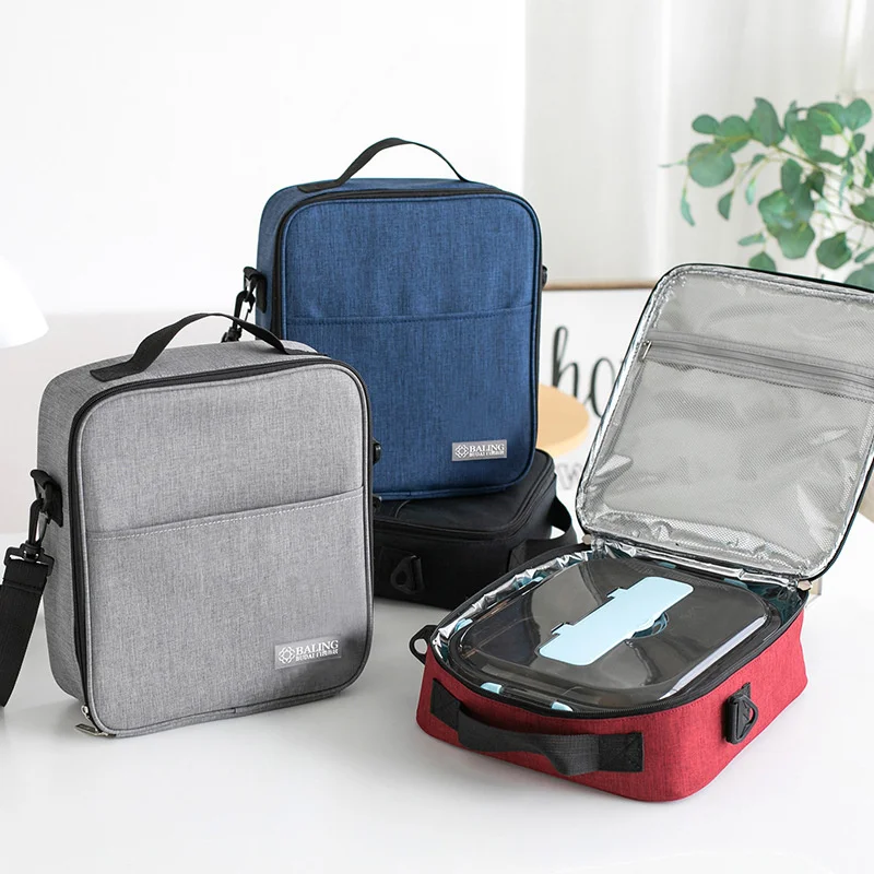 Square Thermal Lunch Bags Insulated Food Meal Container Office Cooler Lunchbox With Shoulder Strap Portable Travel Picnic Bag