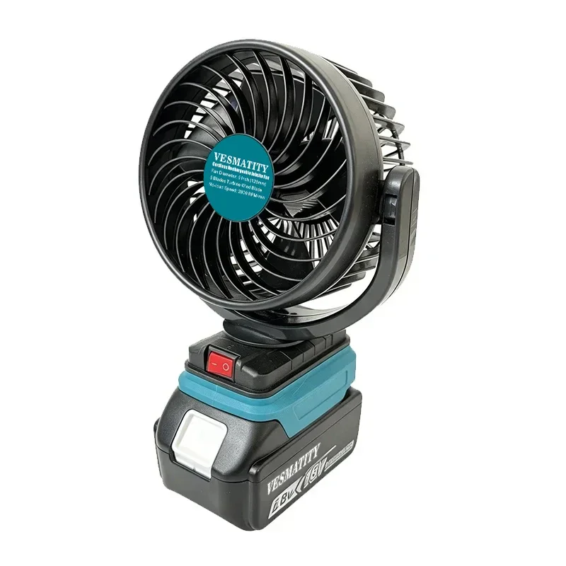 Cordless Portable Fan With USB Charging Port Adjustable Tilt Mini Air Fan Camping Indoor Outdoor Jobsite For 18V-20V Battery