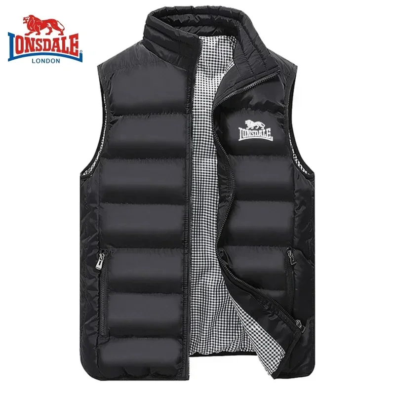 Colete Quente Bordado Sem Mangas Masculino, Jaqueta Windproof, Luxo, Marca de Moda, Alta Qualidade, Exterior, Outono, Inverno