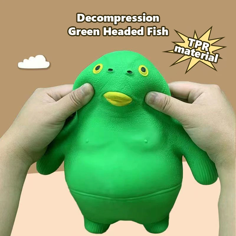 フィジェットトイ グリーンヘッド フィッシュサンド 抗ストレス 人 ソフト減圧ピンチング 抗ストレス ストレスリリーフおもちゃ 大人用 子供用