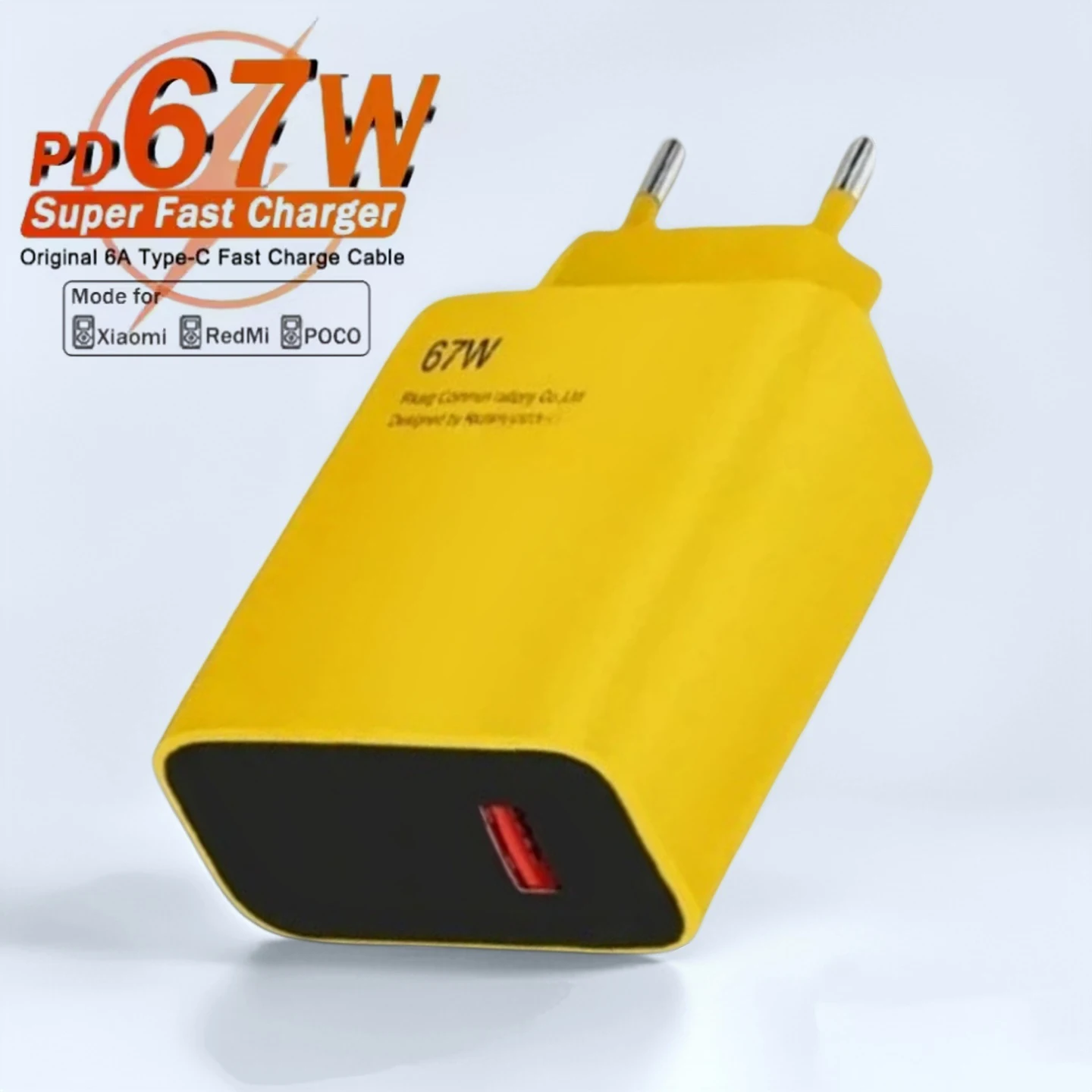 

Super Fast Charger 67W Power 6A Type-C Cable Quickly Charge Applicable For Xiaomi 11 12 13 14 Ultra Redmi Note European