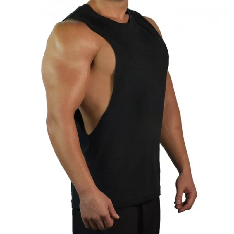 New Blank Sleeveless shirt Muscle Cut Workout Shirt Bodybuilding Tank Top Man Fitness Clothing cotton open sides vest