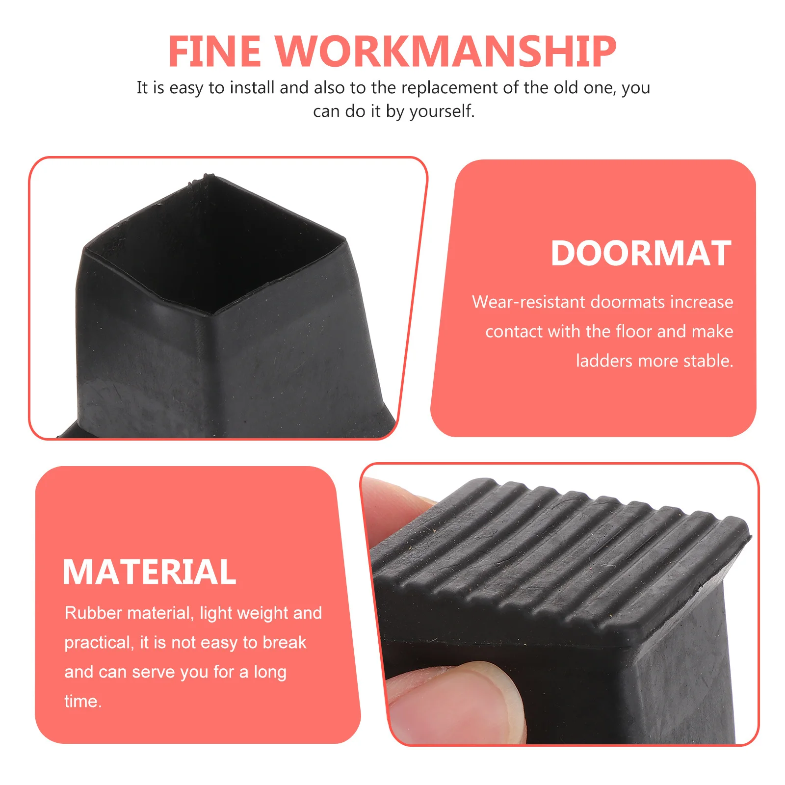 

2Pcs Ladder Feet Protector Cover Rubber Non-Slip Folding Ladder Foot Pads Durable Anti-Skid Pads for Home and Engineering Use