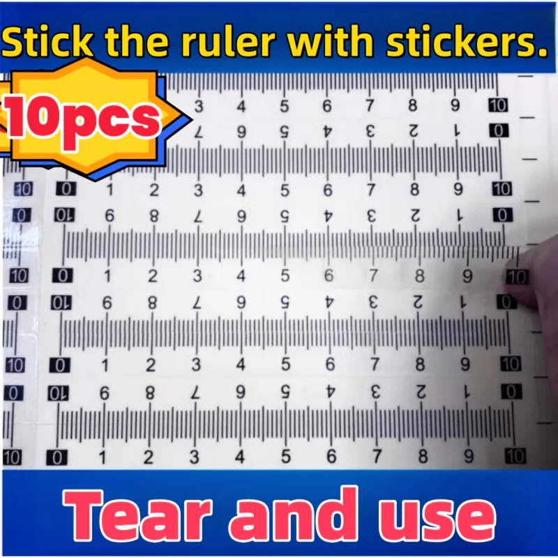 10pcs Self-Adhesive Sewing Machine Ruler, Transparent Measuring Tape for Sewing & Crafting, Precision Marking Tool for DIY