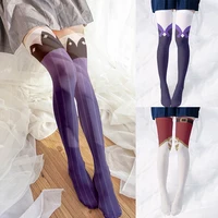 Medias de dibujos animados color a juego rayas gradiente negro sexy calcetines hasta el muslo tendencia de moda calcetines de pantorrilla estilo universitario anime cosplay