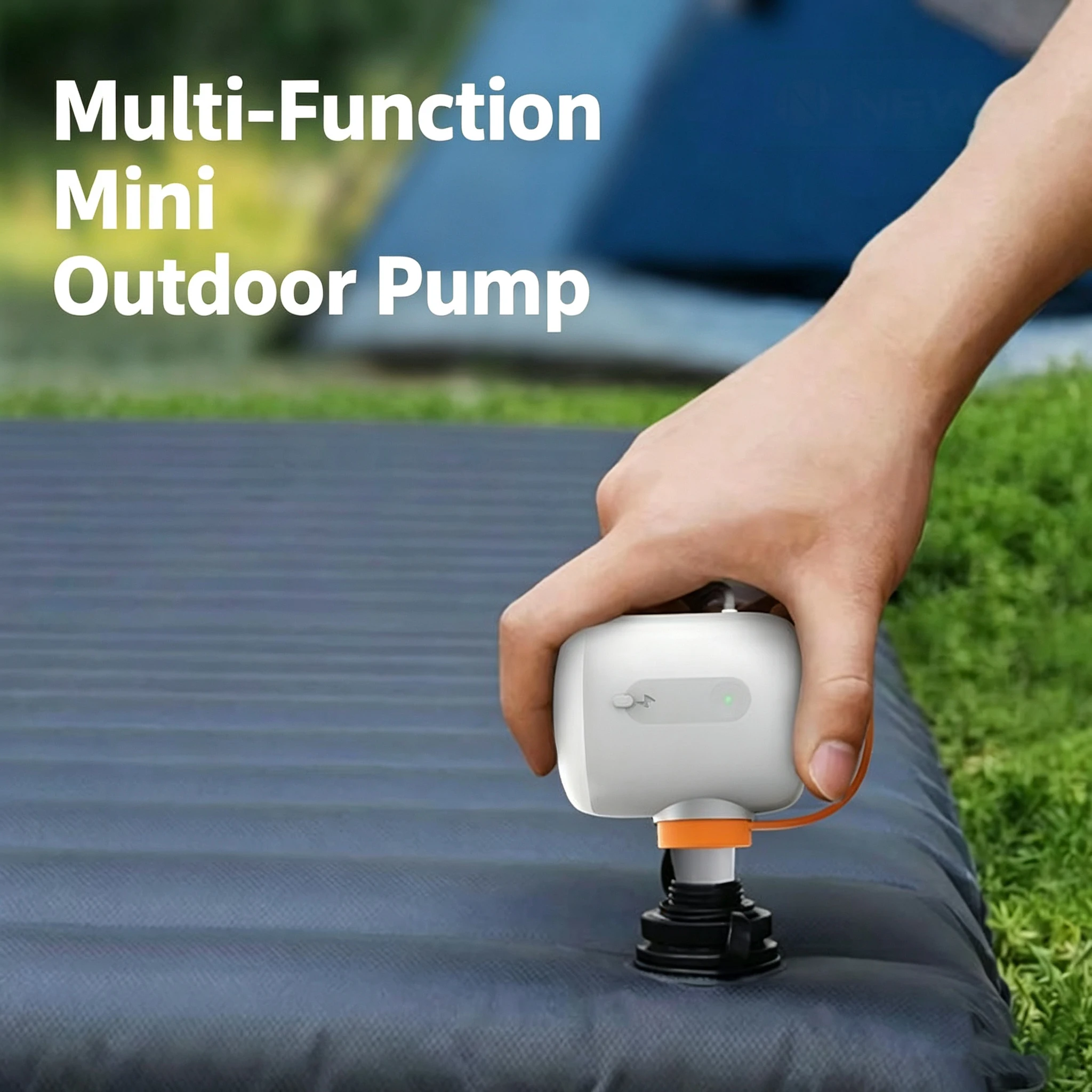 White Mini Rechargeable Camping Air Pump 4000Pa Vacuum Deflate Inflate Dual Use With LED Flashlight SOS Light 5 Nozzles Air Pump