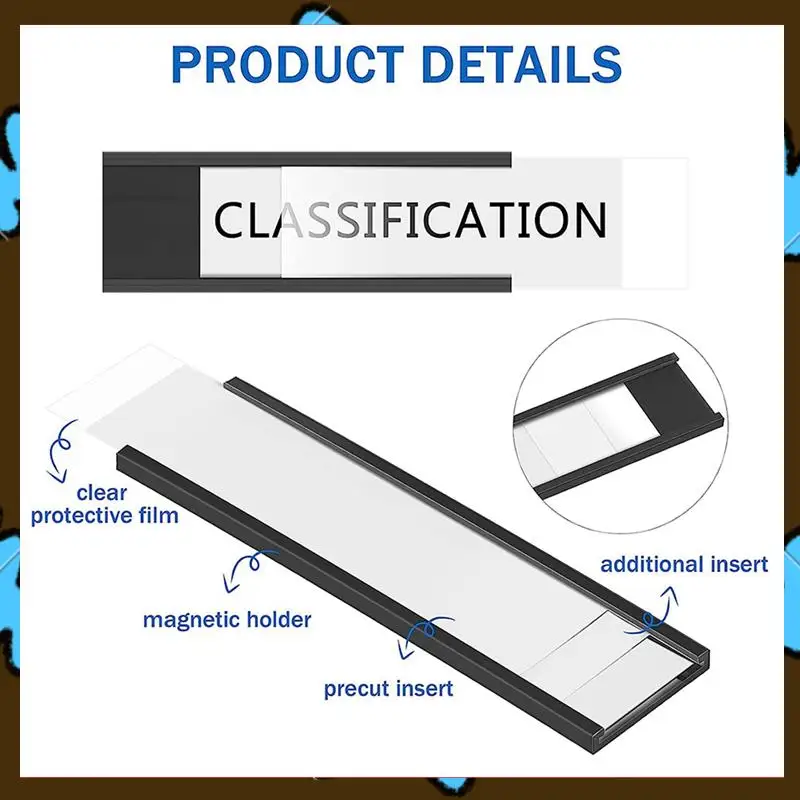 

Promotion! Magnetic Label Holder 4X1.57Inch 80 Packs C Channel White Paper Cards Protective Film Strong Magnet Mess Free Removab