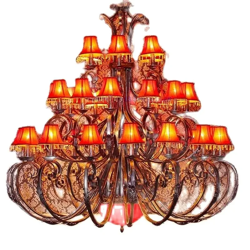 

~Hotel Club Lobby Chandelier European Retro Iron Art Three-Storey Cafe Bar Hall Chandelier