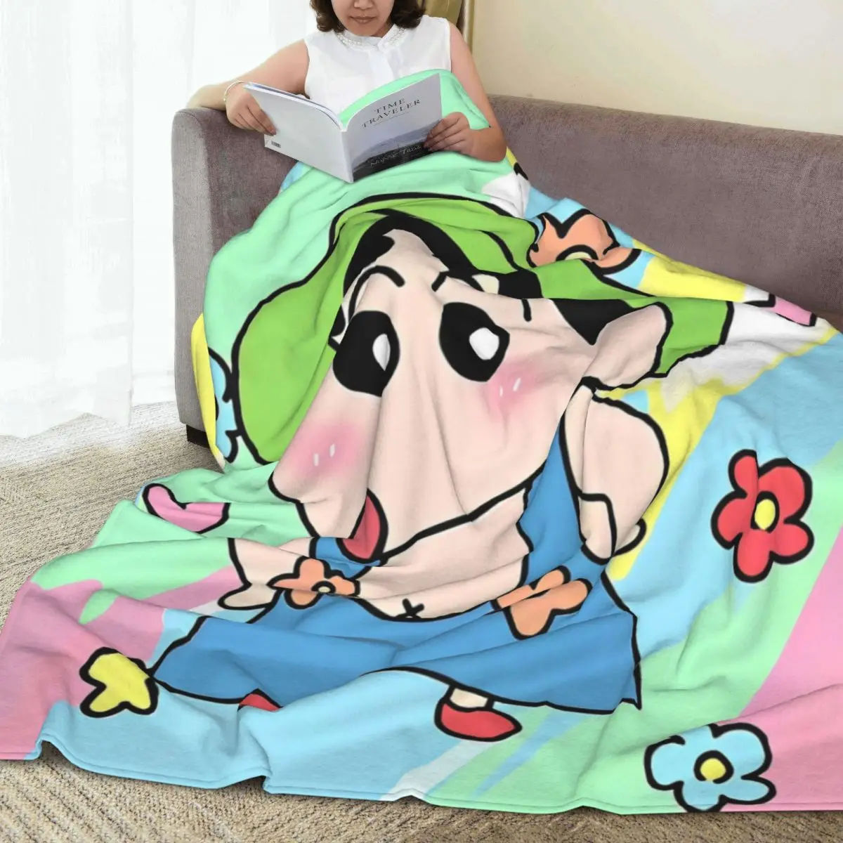 Soft Warm Blanket Camping Crayon Shin-chan Miniso Christmas Bedding Flannel Bedspread For Home Decor Comfortable Sofa Bed Cover