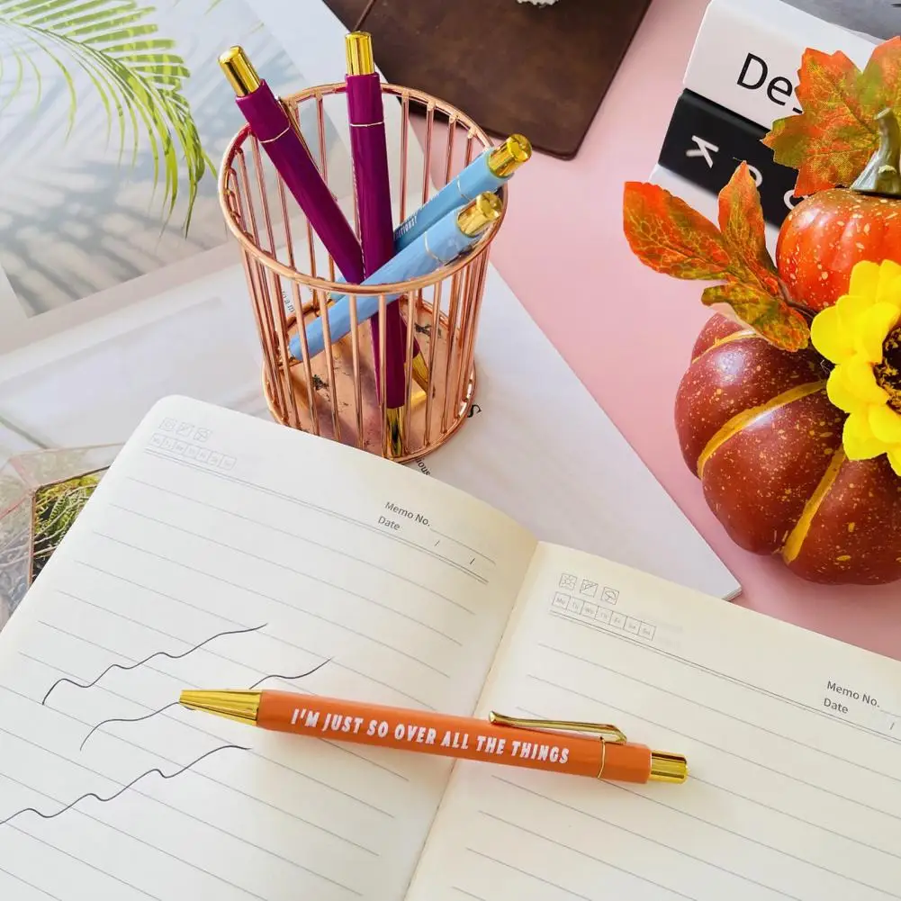 Fine Point Pens Assorted Colors Retractable Ballpoint Pens Set for Office Note-taking Journaling 5 Pcs Medium Point Writing