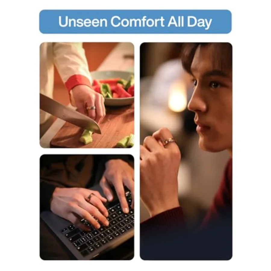 Gen 2 Air, Ultra-Thin AI Smart Ring, -Day Battery Life, Fitness/Sleep/Stress/HR Tracker for WomenandMen, No App Fee for Standar