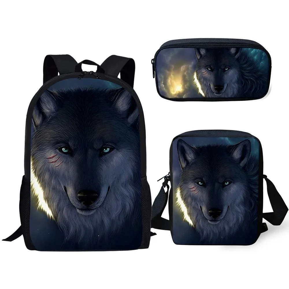 

Harajuku Popular Fantasy Moon Wolf 3D Print School Bags, Laptop Daypack Backpack, Backpack, Tilt Shoulder Bag, Pencil Case, 3Pcs