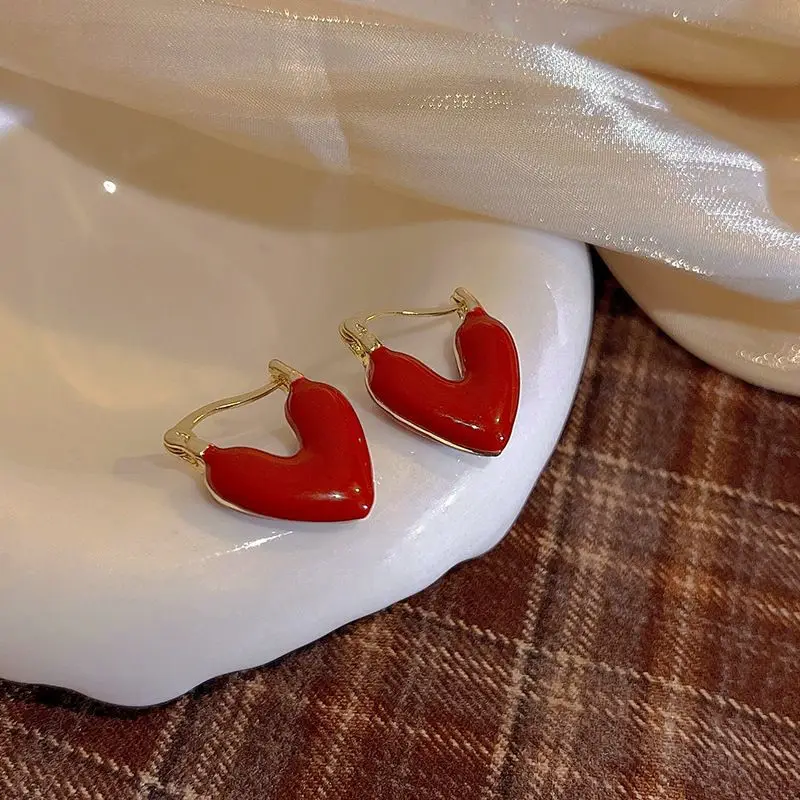 Light Luxury and High Quality Glazed Love Earrings for Women, Small and Exquisite Fashion Earrings, New Earrings image 2